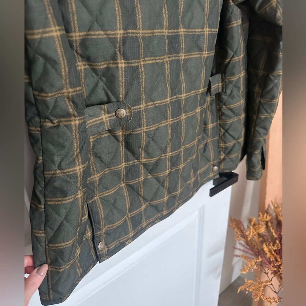 🟩 Eddie Bauer Sportshop Quilted Jacket – Olive Plaid (Women’s Tall L) - Picture 6 of 7